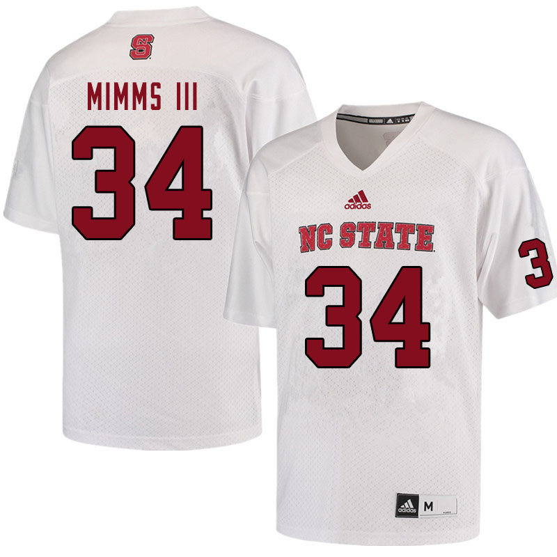 Men #34 Delbert Mimms III NC State Wolfpack College Football Jerseys Sale-White